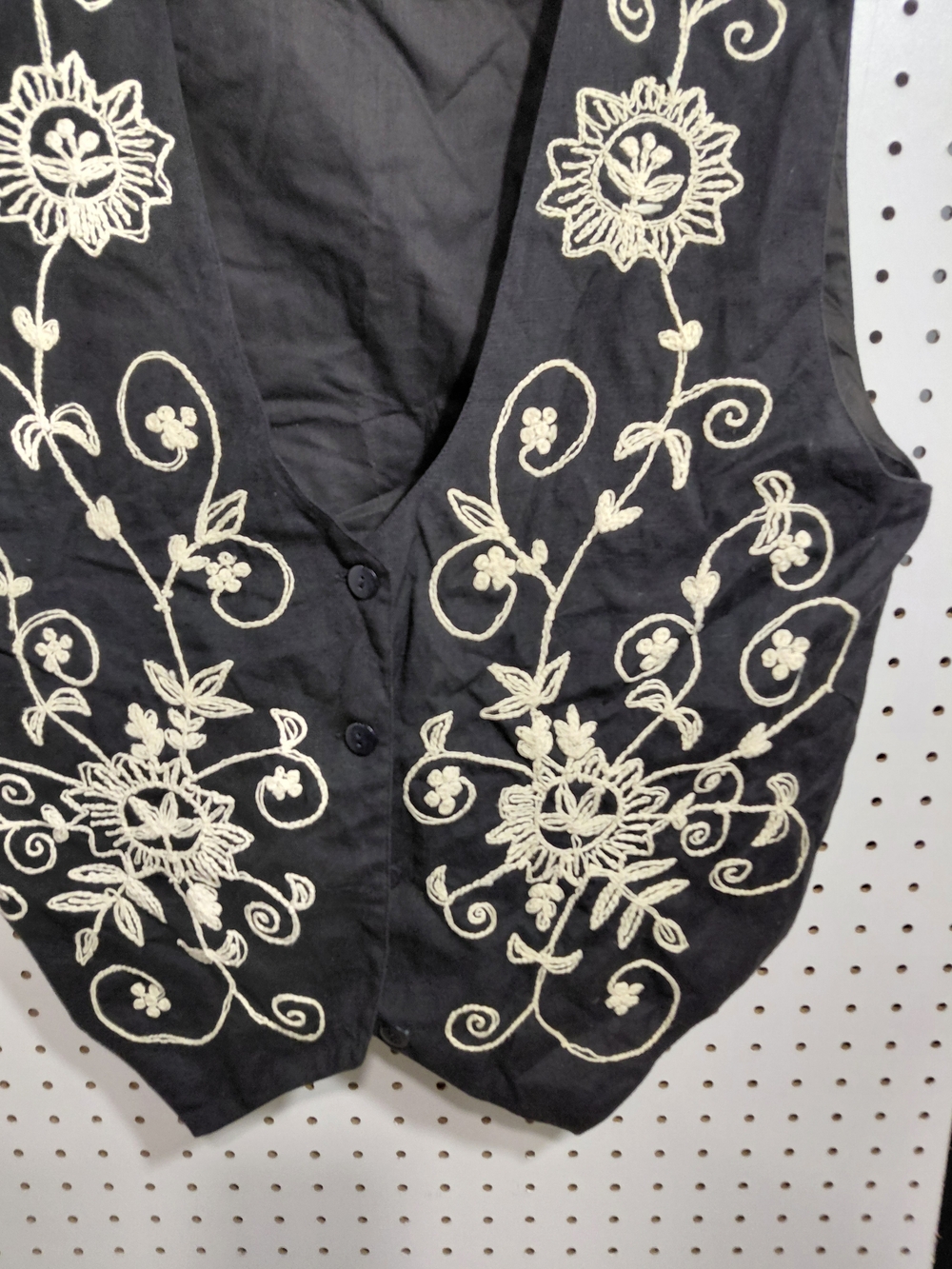 Black Embroidered V-Neck Vest by Expressions - Picture 3 of 5